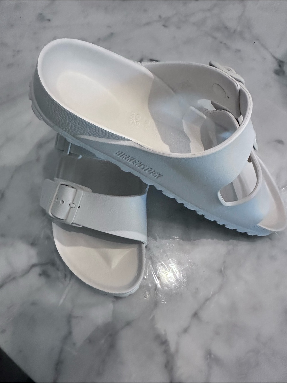 White Lightweight Buckle Sandals